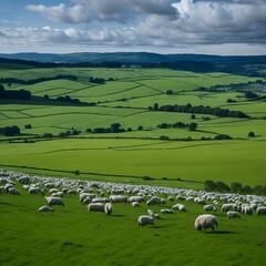 Obraz premium sheep grazing in the field
