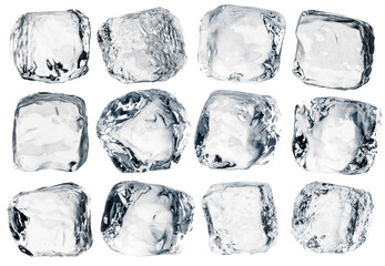 Natural ice cubes, isolated on a white set. Png file with transparency. - 609564728