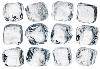 Natural ice cubes, isolated on a white set. Png file with transparency.