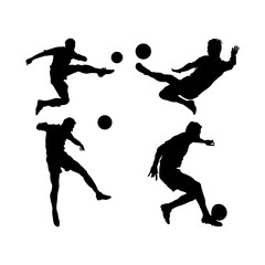 Soccer Players Silhouette Collection For Templates Design Elements