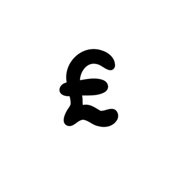 Sketched currency money finance sign icon Pound Sterling GBR. Vector illustration in hand made cartoon doodle style isolated on white background. For banks, logo, decorating, card.