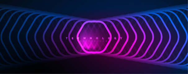 Techno shiny hexagons abstract background, technology energy space light concept, abstract background wallpaper design