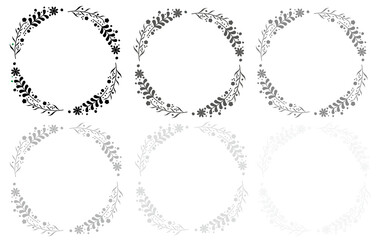 花のサークルフレームセットイラスト