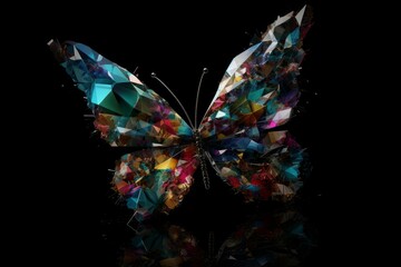 Fototapeta na wymiar Glass butterfly shattered. Generate Ai