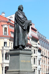 Fototapeta na wymiar Monument to Martin Luther on New Market Square in Dresden, Germany