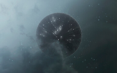 Obraz na płótnie Canvas Dark dead star, red dwarf, black hole. 5K realistic science fiction art. Elements of image provided by Nasa