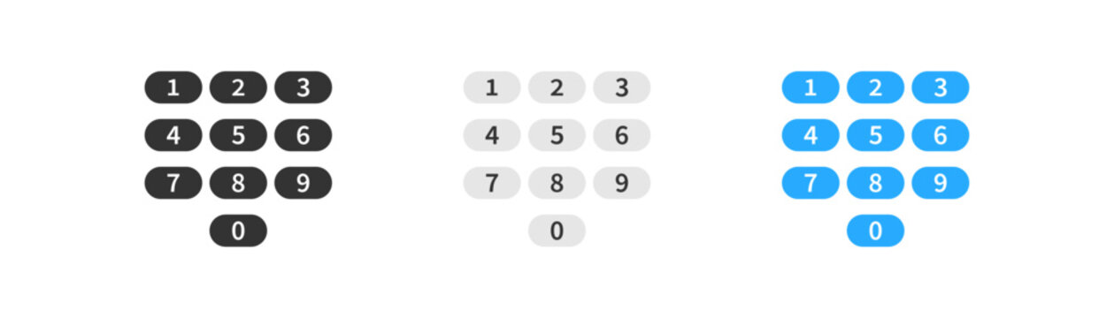 Smartphone dial keypad icon on light background. Call symbol. Numbers panel template, smartphone screen. Outline, flat and colored style. Flat design. Vector illustration