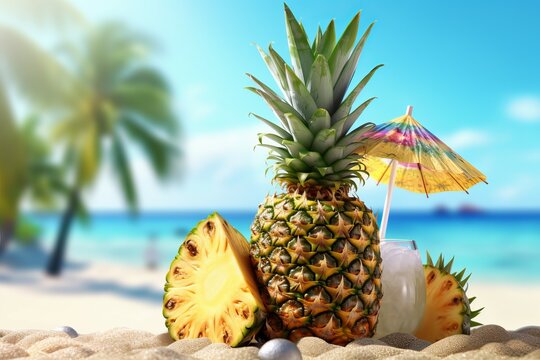 Pineapple cocktail. Generate Ai