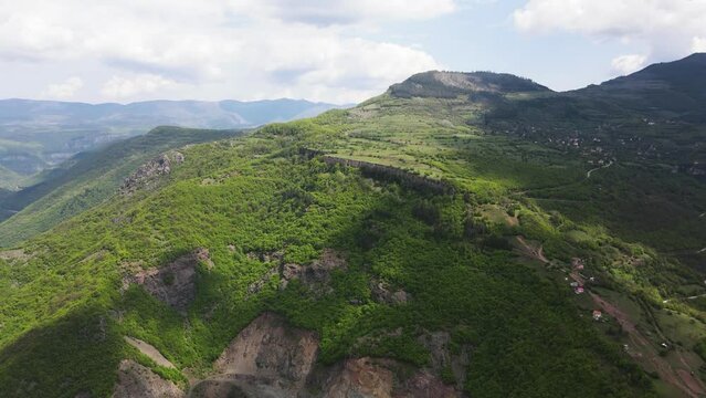 Amazing Aerial view of iskar gorge near village of Bov, Balkan Mountains, Bulgaria
