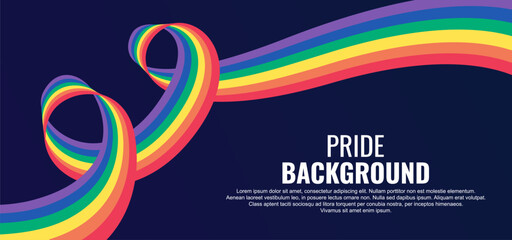 LGBT pride abstract background. Vector background with rainbow colors. Rainbow colored wavy abstract lines. Vector Banner Template for Pride Month