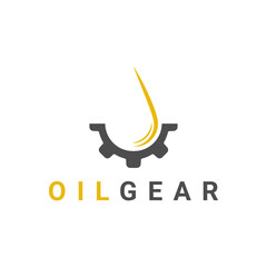 Oil gear logo design template. Drop lubricant and gear.