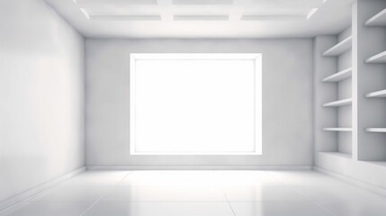 Naklejka na ściany i meble 製品プレゼンテーション用の抽象的な白いスタジオの背景。窓の影のある空の灰色の部屋GenerativeAI