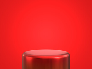 Simple red podium isolated on a red background