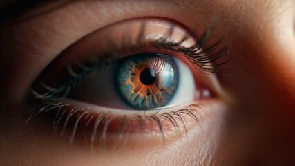 Obraz premium Macro of dilated pupil, draws you in with its mysterious depth. Generative AI