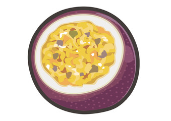 カットしたパッションフルーツのイラスト