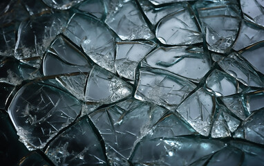 Cracked ice top view. Generative AI technology.
