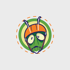 Obraz premium Illustration of bug wearing head gear logo vector