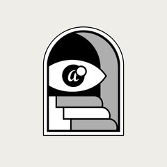 Eye in the hole and ladder illustration logo vector