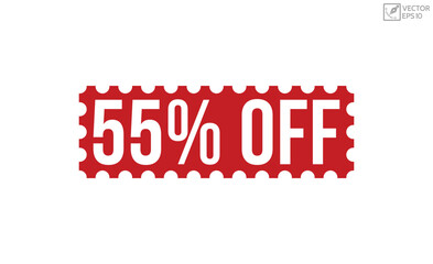 55% Off stamp red rubber stamp on white background. 55% Off stamp sign. 55% Off stamp.