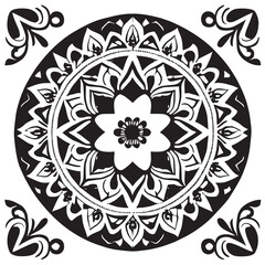flower design black and white