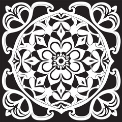 flower design black and white