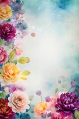 peonies watercolor nature color valentine background blossom pastel design flower spring. Generative AI.