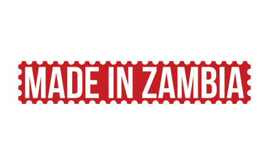 Made in Zambia stamp red rubber stamp on white background. Made in Zambia stamp sign. Made in Zambia stamp.