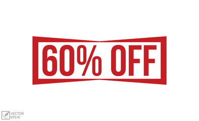 60% Off Red Rubber Stamp vector design.