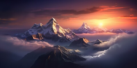 AI Generated. AI Generative. High mountain great landscape adventure nepal outdoor motivation. Graphic Art