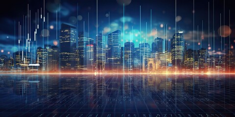 Fototapeta premium AI Generated. AI Generative. Finance stock market forex growth graph analytics. Business market vibe. Graphic Art