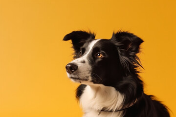 a cool dog on a yellow background