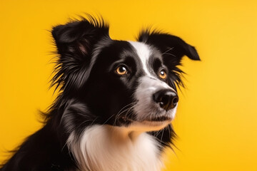 a cool dog on a yellow background