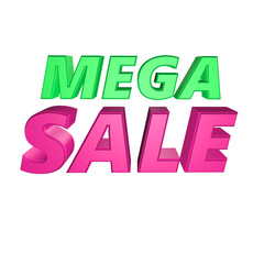 Mega Sale 3d rendering png for advertising