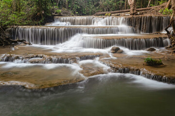 Fototapeta premium Huai Mae Khamin waterfall, Kanchanaburi, Thailand
