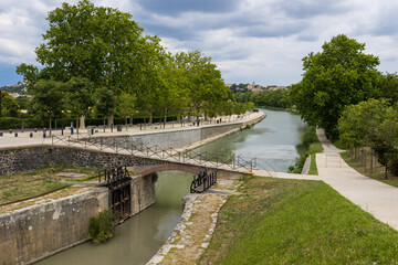 Ecluse inférieure de Fonseranes sur le Canal du Midi à Béziers