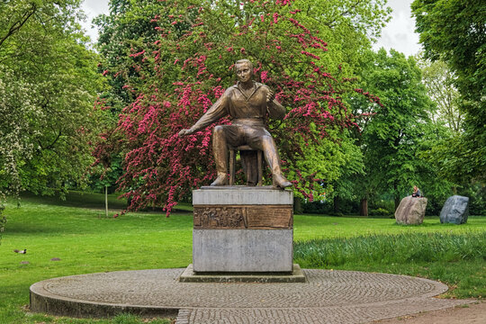 Heinrich Heine Monument in Bremen, Germany. This is the author's replica of the monument created by sculptor Waldemar Grzimek in 1955 for Berlin. In Bremen, it was unveiled on October 1, 2010.