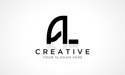 AL Letter Logo Design Vector Template. Alphabet Initial Letter AL Logo Design With Glossy Reflection Business Illustration.