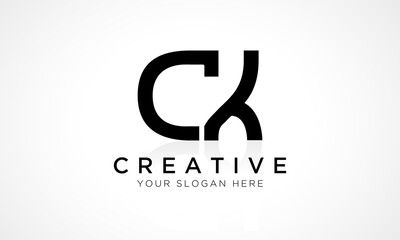 CK Letter Logo Design Vector Template. Alphabet Initial Letter CK Logo Design With Glossy Reflection Business Illustration.
