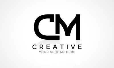 CM Letter Logo Design Vector Template. Alphabet Initial Letter CM Logo Design With Glossy Reflection Business Illustration.