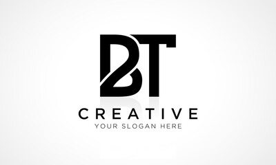 BT Letter Logo Design Vector Template. Alphabet Initial Letter BT Logo Design With Glossy Reflection Business Illustration.