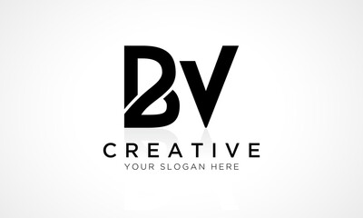 BV Letter Logo Design Vector Template. Alphabet Initial Letter BV Logo Design With Glossy Reflection Business Illustration.