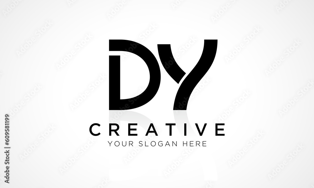 Wall mural DY Letter Logo Design Vector Template. Alphabet Initial Letter DY Logo Design With Glossy Reflection Business Illustration. - Wall murals