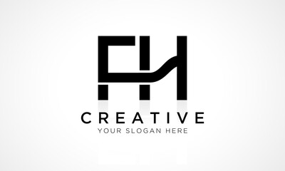 FH Letter Logo Design Vector Template. Alphabet Initial Letter FH Logo Design With Glossy Reflection Business Illustration.