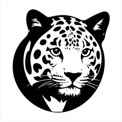 leopard head black and white vector illustration isolated on a white background. © Mieszko9
