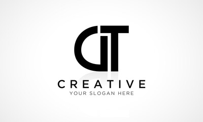 Obraz premium DT Letter Logo Design Vector Template. Alphabet Initial Letter DT Logo Design With Glossy Reflection Business Illustration.