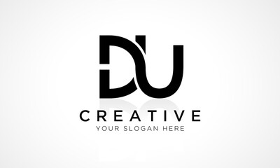 DU Letter Logo Design Vector Template. Alphabet Initial Letter DU Logo Design With Glossy Reflection Business Illustration. - obrazy, fototapety, plakaty