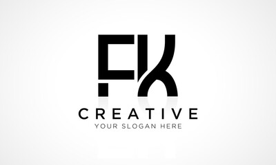 FK Letter Logo Design Vector Template. Alphabet Initial Letter FK Logo Design With Glossy Reflection Business Illustration.