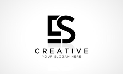 ES Letter Logo Design Vector Template. Alphabet Initial Letter ES Logo Design With Glossy Reflection Business Illustration.