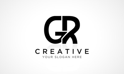 GR Letter Logo Design Vector Template. Alphabet Initial Letter GR Logo Design With Glossy Reflection Business Illustration.