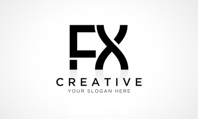 FX Letter Logo Design Vector Template. Alphabet Initial Letter FX Logo Design With Glossy Reflection Business Illustration.